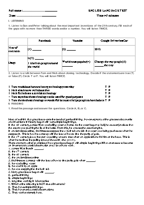 Đề kiểm tra học kỳ II môn Tiếng Anh Lớp 8 (Thí điểm) (Có đáp án)